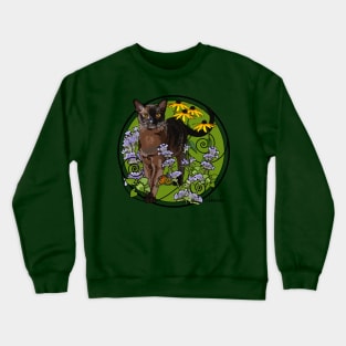 Burmese Cat with Rudbeckia Crewneck Sweatshirt